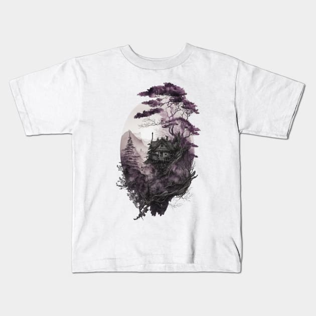 Feudal Japanese Scenery Kids T-Shirt by LetsGetInspired